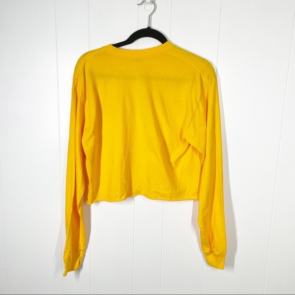 NWT Day The Rolling Stones Graphic Long Sleeve Yellow Cropped Tee Small - Picture 2 of 4